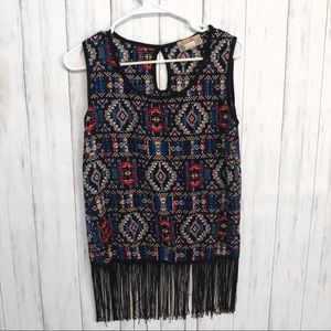 NWOT aztec fringe tank top